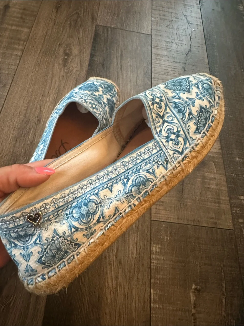 Brighton Belinda Espadrilles Blue & White Tile Print Women’s 8
